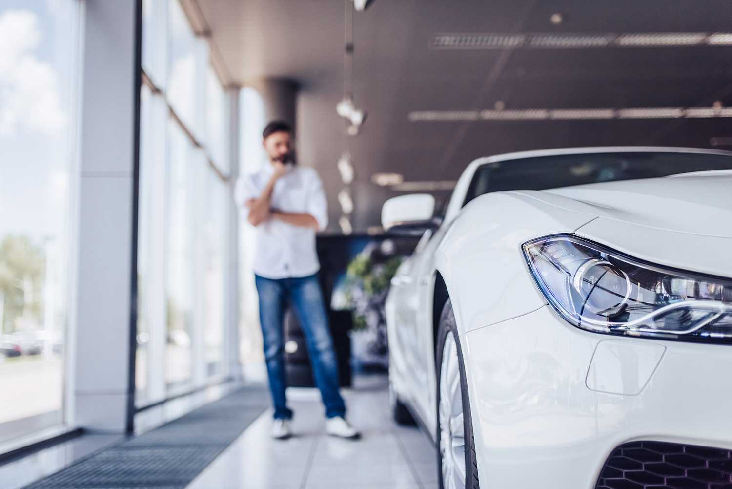 man selecting car